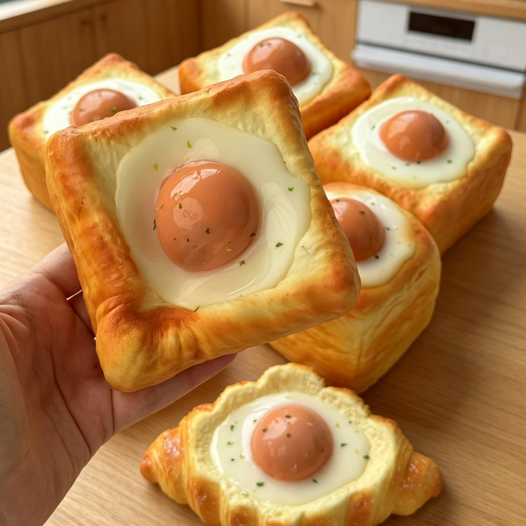 Commercial Kitchen Layout - Realistic Egg Toast & Croissant Bread