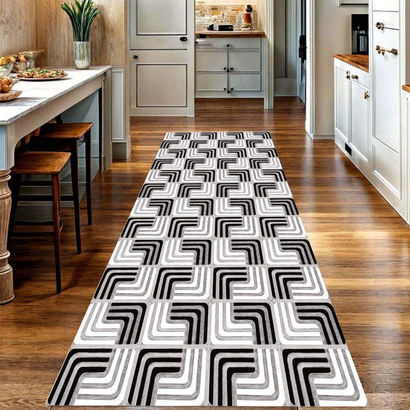 Black White Geometric Curve Lo - Commercial Kitchen Layout ulasan dan harga