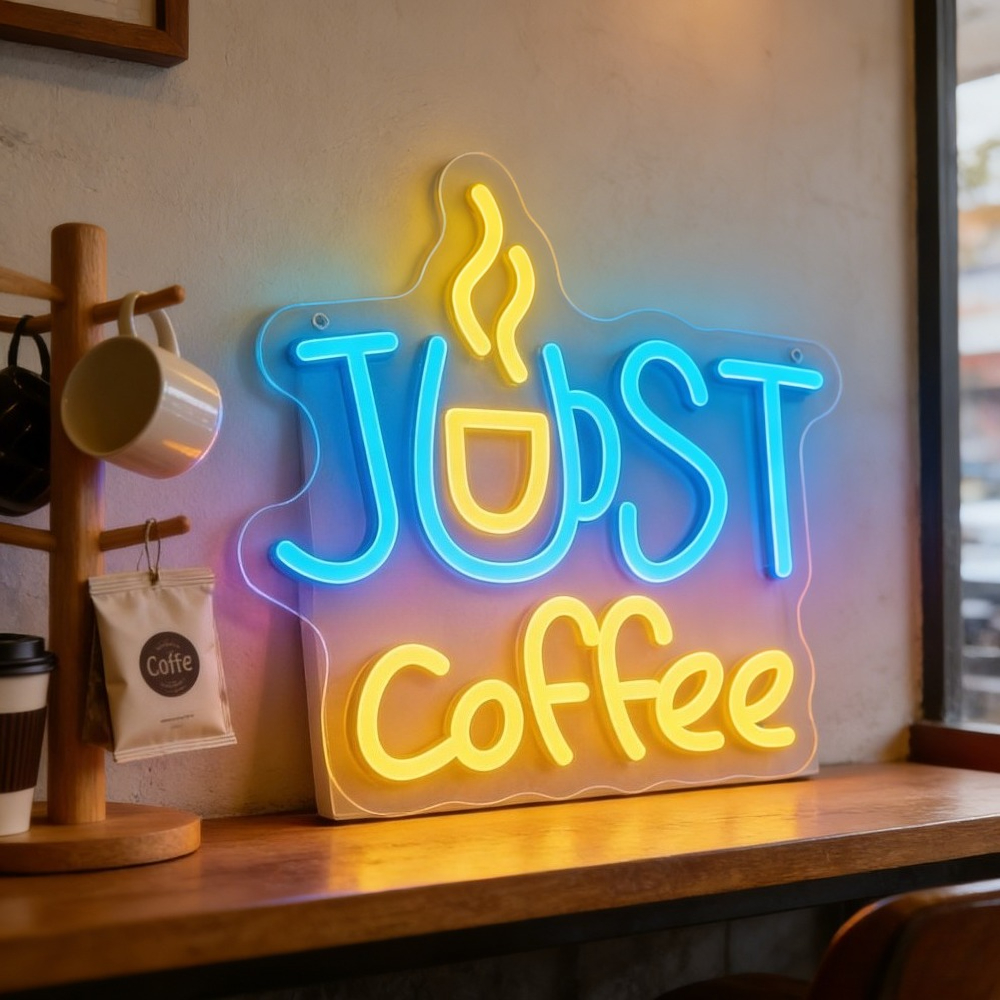 JUST Coffee LED Neon Sign with - Commercial Kitchen Lighting Design ulasan dan harga