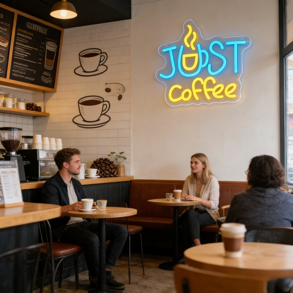 JUST Coffee LED Neon Sign with - Commercial Kitchen Lighting Design ulasan dan harga