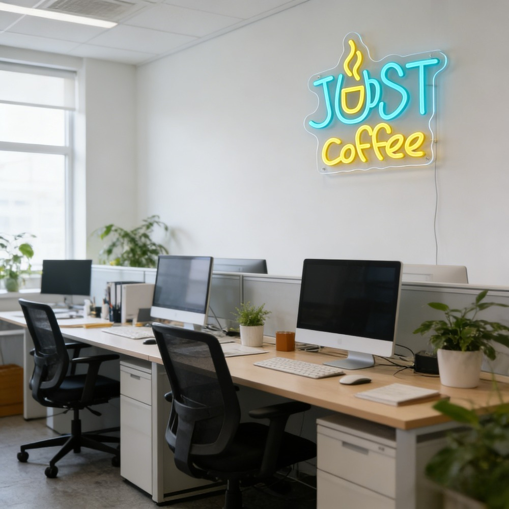 JUST Coffee LED Neon Sign with - Commercial Kitchen Lighting Design ulasan dan harga