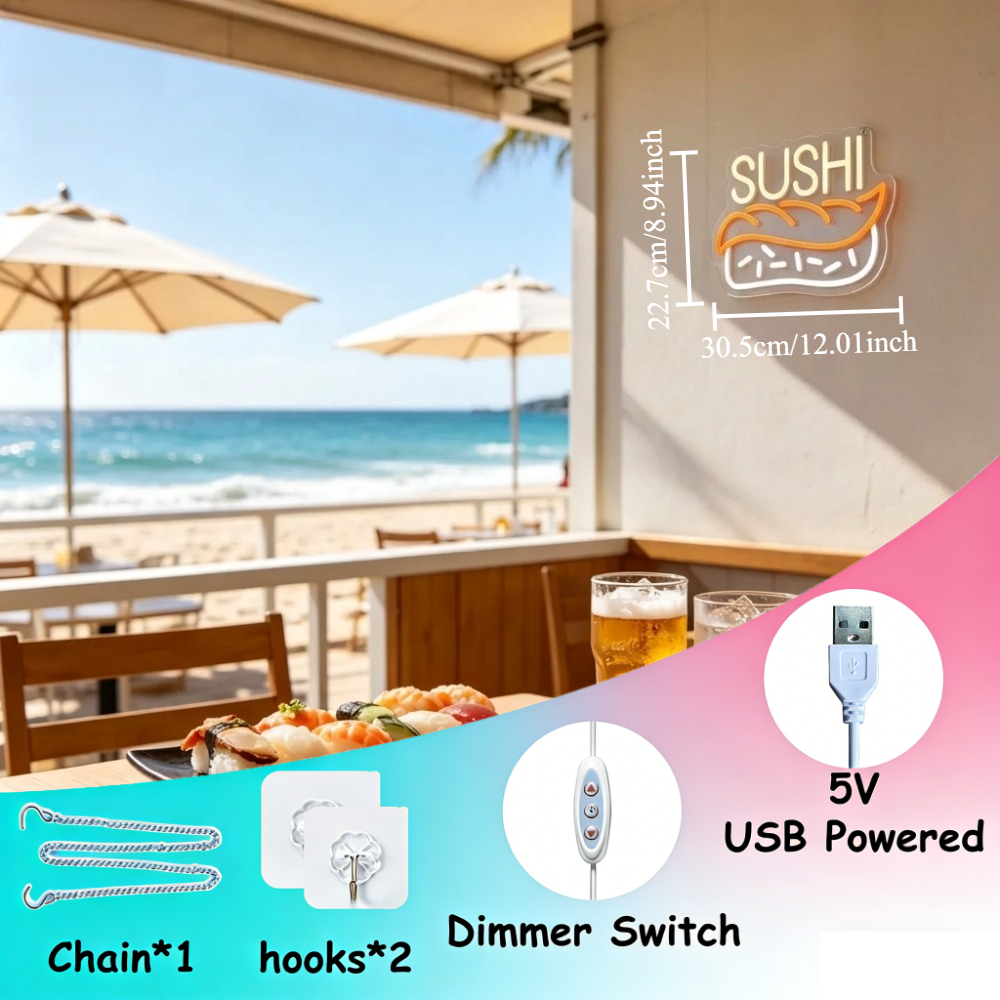 Sushi Neon Sign LED Wall Art L - Commercial Kitchen Lighting Design ulasan dan harga