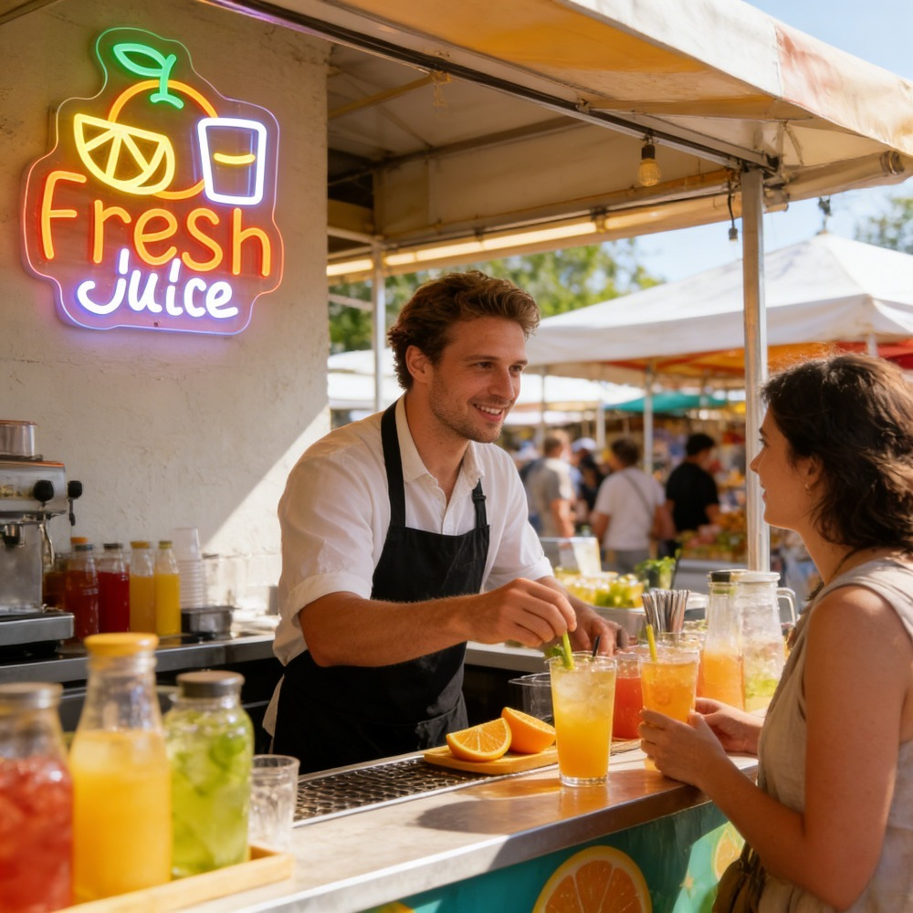 Fresh Juice Neon Sign LED Wall - Commercial Kitchen Lighting Design ulasan dan harga