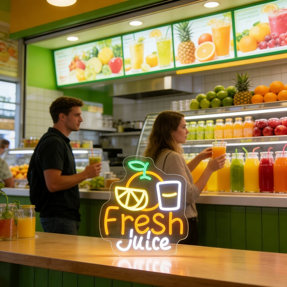 Fresh Juice Neon Sign LED Wall - Commercial Kitchen Lighting Design ulasan dan harga