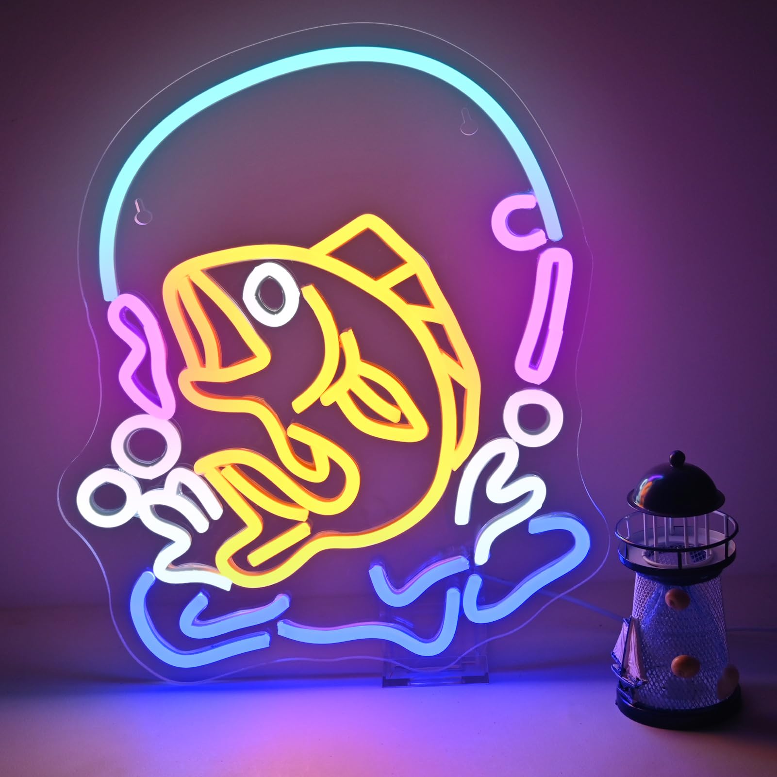 Fishing Neon Sign Fish LED Lig - Commercial Kitchen Lighting Design ulasan dan harga