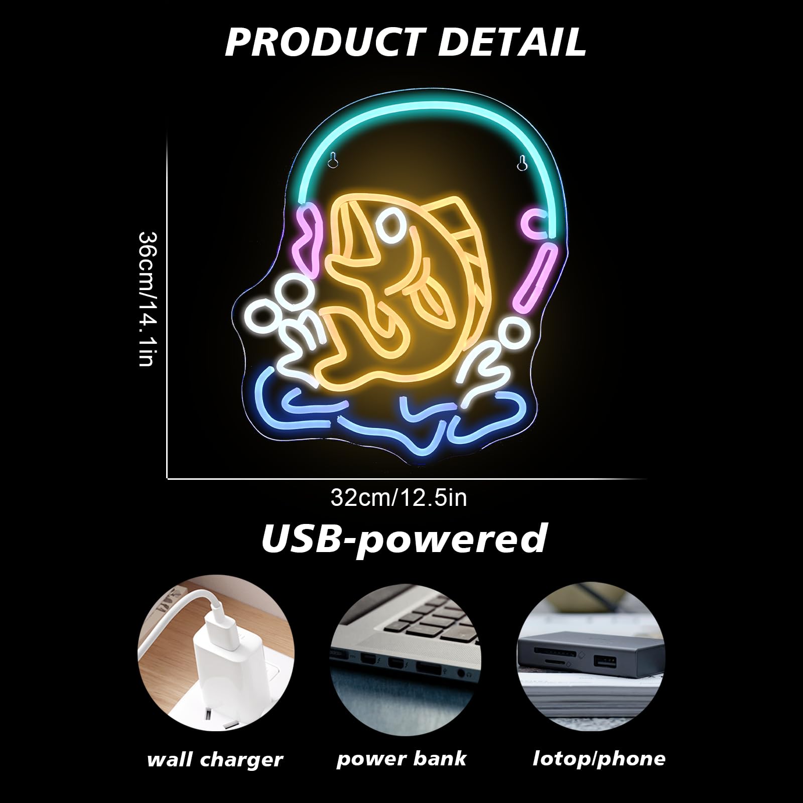 Fishing Neon Sign Fish LED Lig - Commercial Kitchen Lighting Design ulasan dan harga
