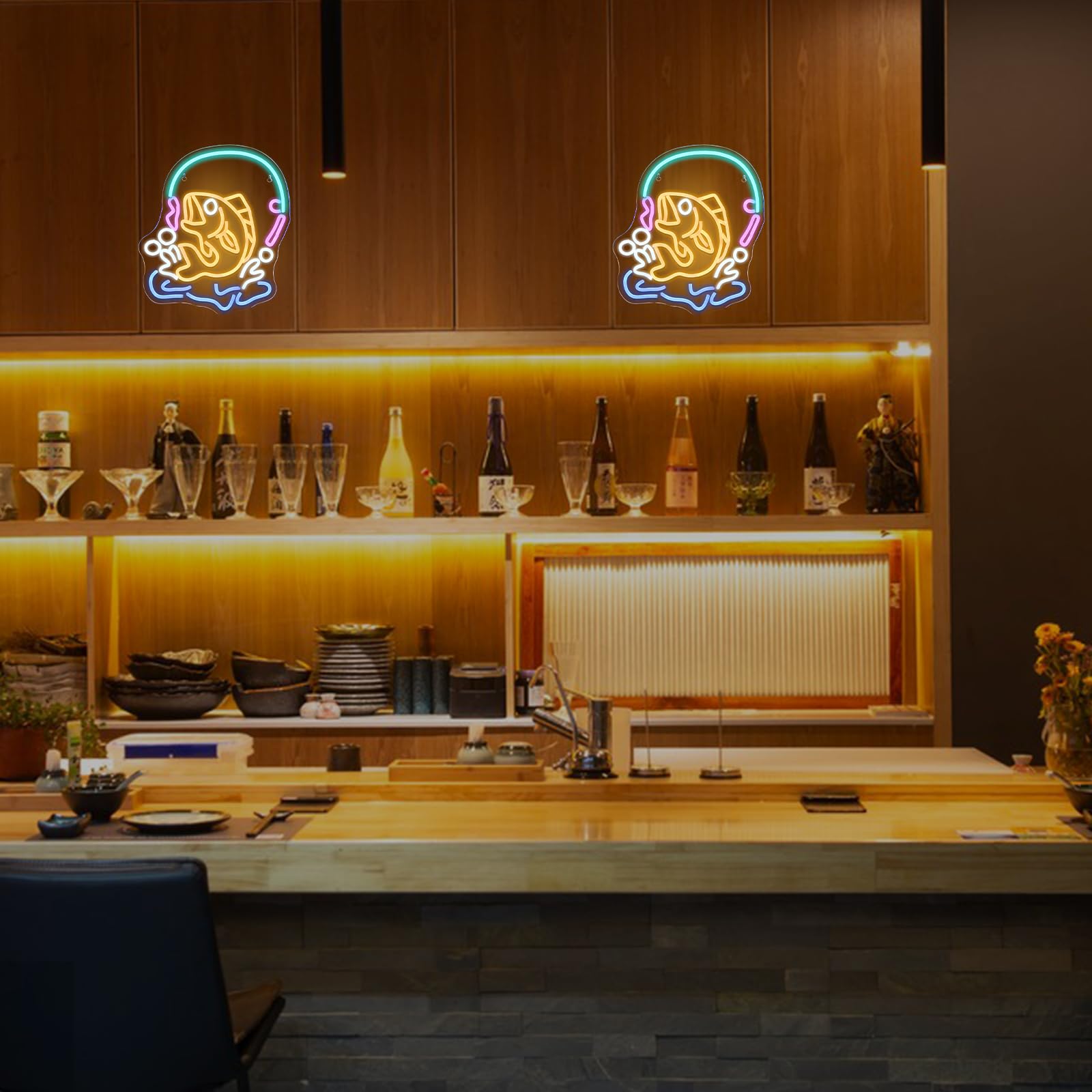 Fishing Neon Sign Fish LED Lig - Commercial Kitchen Lighting Design ulasan dan harga